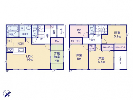 　和室4帖はLDK16帖と繋げて20帖の広い空間も可能、来客時などにも。 各室に豊富な収納スペース。